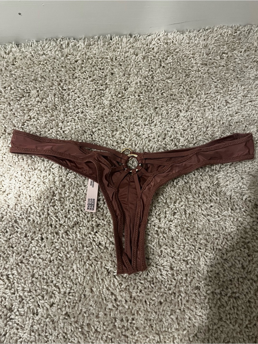 Victoria's Secret Brown Strappy Thong Panty with Ring Detail